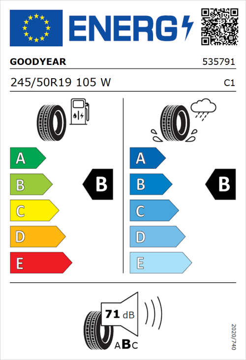 Tyre Label for Goodyear Eagle F1 Asymmetric SUV 245/50R19 105W