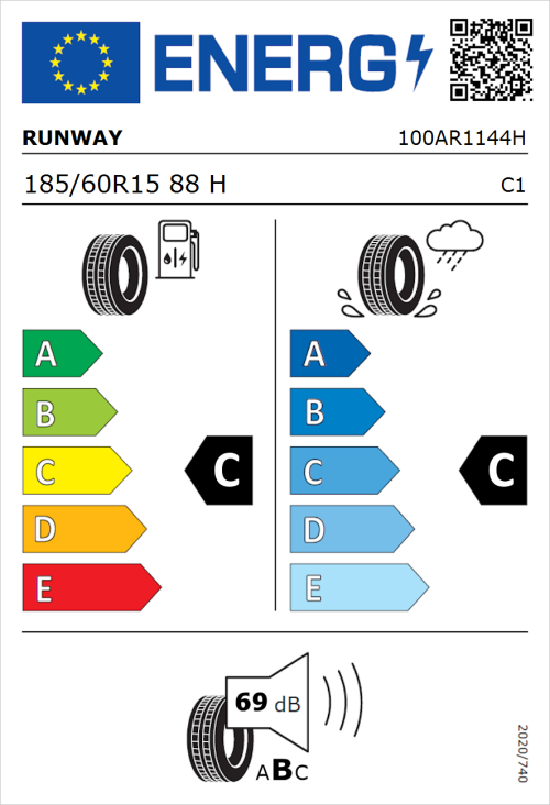 Tyre Label for Runway Enduro HP 185/60R15 88H